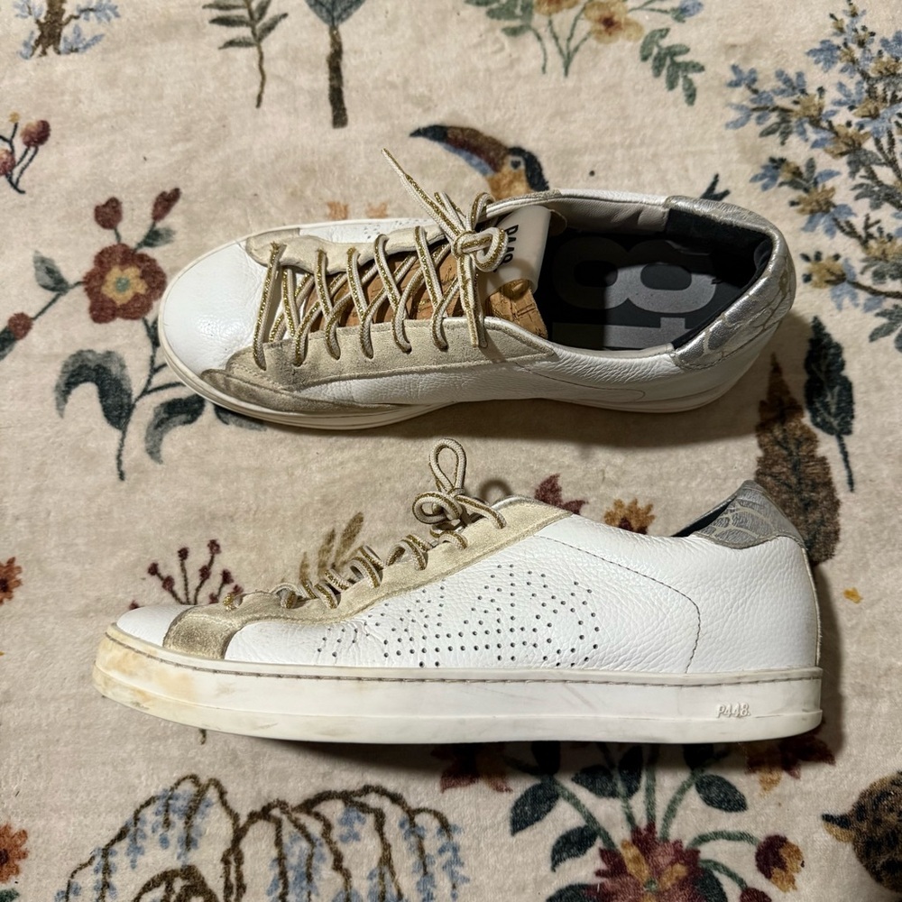 P448 Women’s White and Gold Sneakers 39